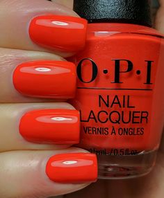 Lisbon Collection Swatches (Spring/Summer 2018) Orange Red Nails, Opi Red Nail Polish, Opi Red, Red Gel Nails, Orange Nail, Peach Nails