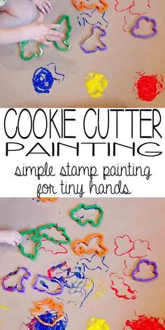 Cookie Cutter Painting: simple stamp painting for tiny hands. Art Projects For Toddlers, Projects For Toddlers, Stamp Painting, Preschool Art Projects, Painting Simple, Animal Art Projects, Toddler Art Projects, Toddler Arts And Crafts, Painting Activities