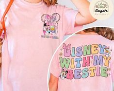 Two-sided Minnie Daisy Disney Besties Shirt, Personalized Disney with my Bestie, Disney Girl Trip Shirt, WDW Disneyland Castle Best Friends. A warm and stylish shirt that looks good in any situation. This shirt will make you seem your best thanks to its classic pattern, excellent fabric, and perfect fit. This shirt may be dressed up for a formal event or worn casually. It looks fantastic in any wardrobe. Utilize this vital piece to enhance your sense of style. #best friend #best friends #personalized #Shirt #Alwaysky Disney Besties, Daisy Disney, Disneyland Castle, Friend Shirt, Girl Trip, Girls Trip Shirts, My Bestie, Stylish Shirt, Mens Long Sleeve Tee