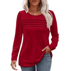 Fantaslook Long Sleeve Shirts for Women Fall Fashion Dressy Casual Blouses Pleated Tunic Tops Fashion womens tops upgrade your fall wardrobe, designed to combine fashion and comfort effortlessly. Crafted with a focus on versatility, womens blouses features a trendy pleated design that adds an elegant touch to your casual look. fall outfits, tops for women trendy, dressy blouses, work shirts, plus size tops, cute puff long sleeves make it perfect for cooler weather, while the relaxed tunic fit en Fall Dressy Casual, Women Fall Fashion, Long Sleeve Shirts For Women, Fall Dressy, Casual Blouses, Blouse Casual Fashion, Short Sleeve Tunic Tops, Womens Tops Dressy, Tunic Tops Casual