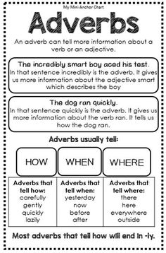 an advers worksheet with words and pictures