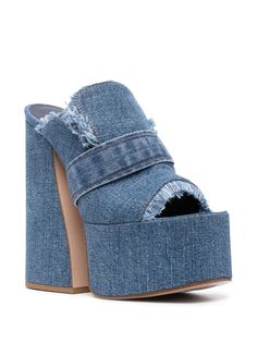 Denim High Heel Platform Sandals, Denim Blue Open Toe Platform Heels, Denim Blue Platform Sandals In Denim Material, Denim Blue Platform Sandals, Denim Platform Heels With Open Toe, Denim Blue Platform Heels With Round Toe, Denim Platform High Heels, Chic Denim Platform Heels, Blue Denim Platform Heels