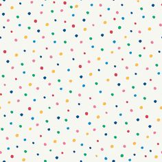 multicolored polka dot pattern on white background