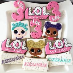 LOL Surprise Doll cookies celebrating Kiezahrias 3rd birthday! Thank you @themooncutter for the custom LOL logo cutter! Surprise Birthday Party Ideas, Best Birthday Ideas, Birthday Cake Princess, Surprise Party Decorations, Surprise Cookie, Cake Princess, Birthday Party Images, Surprise Birthday Party