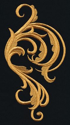 an intricate gold design on a black background