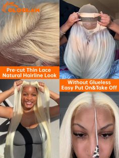 5x5 Glueless Wigs Ready To Wear Bone Straight Glueless Wig Human Hair Pre Plucked Honey Blonde 613 Glueless Wigs, Glueless Wig, Wig Human Hair, Lace Closure Wig, Closure Wig, Honey Blonde, Lace Closure, Human Hair Wigs, Put On