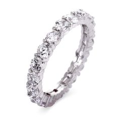 a white gold ring with rows of diamonds