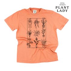 Comfort Colors tees are 100% cotton and are more structured than our regular tees. Sizing is unisex, but tends to run a bit larger. Pigment dye gives it a unique look and feel that gets softer with every wash. We recommend ordering your normal size for a regular fit. Please reference all size charts before purchasing. Orange Relaxed Fit T-shirt For Everyday, Cotton T-shirt With Plant Print And Relaxed Fit, Cotton Relaxed Fit T-shirt With Plant Print, Casual Cotton T-shirt With Plant Print, Cotton T-shirt With Plants Print In Relaxed Fit, Relaxed Cotton T-shirt With Plant Print, Relaxed Fit Floral Graphic Tee, Back Details, Comfort Colors Tee