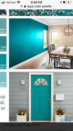 the interior paint color scheme is teal and gray