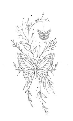 a black and white drawing of a butterfly