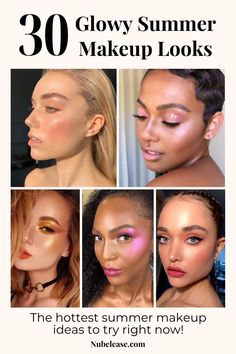 30 Amazingly Glowy Summer Makeup Looks - The hottest summer makeup ideas to try right now! Summer Eye Makeup Looks, Makeup Looks Colorful, Glowy Summer Makeup, Dewy Summer Makeup, Summer Makeup Ideas, Colorful Eyeshadow Palette, Summer Eye Makeup, Bright Lipstick, Summer Makeup Looks