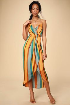 Buy a Cute Women's Coral Dress | Latest Styles of Orange Cocktail Dresses and Formal Gowns for Every Occasion Chic Comfy Outfits, Orange Cocktail Dresses, High Low Maxi Skirt, Long Wrap Dress, High Low Midi Dress, Womens Wrap Dress, Cute Floral Dresses, Resort Wear For Women, Flirty Dresses