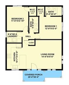 Kitchen And Living Room Ideas, Floor Plan Kitchen, Granny Cottage, 2 Bedroom Floor Plans, Open Floor Plan Kitchen, Room Bedrooms, Small Cottage House Plans, Shaped Kitchen, Cottage Floor Plans