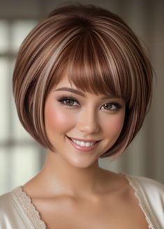 Woman’s Short Hair Styles, Inverted Bob Haircuts For Fine Hair, Hot Weather Hairstyles, Hair Cut Ideas, Short Hair Highlights, Angled Bob Hairstyles, Layered Haircuts For Medium Hair, Short Hairstyles For Thick Hair