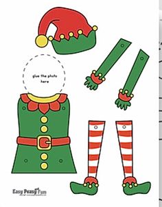 the paper doll is made to look like santa claus's hat and leggings