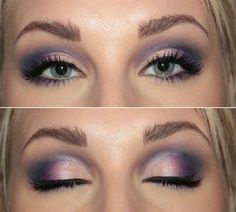 Blue Smokey Eye, Purple Smokey Eye, Makeup Tip, Purple Eyeshadow, Evening Makeup, Smokey Eyes, Kiss Makeup, Blue Eye Makeup