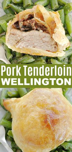 pork tenderizing wellingtons with green beans on the side