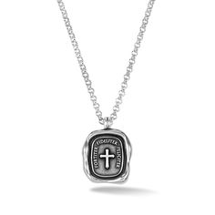 Navigate life’s journey protected and guided by your own collection of amulets and talismans. This sterling silver adjustable Talisman necklace features an oxidised cross pendant, embossed with the words 'Fortiter', 'Fideliter' and 'Feliciter' - meaning bravely, faithfully and successfully. Pendant size - approx. 16 x 18mm. Dower & Hall designs their jewellery to be worn and treasured. Here are a few simple guidelines to keep your jewellery looking its best: Perfume, skin and hair products can all react with silver causing it to tarnish, cause vermeil to erode and even damage stones – especially pearls. Always apply your products before putting on your jewellery and leave for a few minutes to be absorbed by the skin. Avoid spraying perfume or hairspray directly onto your jewellery. Vermeil