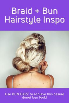 Make a simple easy donut bun with BUN BARZ by PONY-O and create this casual and classy hairstyle! Blondes will have more fun with this summery up do perfect for an outdoor wedding. Get yours today! Hairstyle With Bun, Classy Hairstyle, Easy Donuts, Classy Hairstyles, Bun Styles