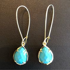 Aqua Colored 5/8” Stone, Gold Setting. 2” Drop. I Stopped Wearing Drop Earrings When I Had A Baby So I’m Just Trying To Make Some Room In My Jewelry Storage. Storage Bag Included. Blue Nickel-free Teardrop Earrings For Party, Nickel-free Blue Teardrop Earrings For Party, Everyday Blue Dangle Teardrop Earrings, Everyday Blue Teardrop Earrings With Ear Wire, My Jewelry, Stone Gold, Aqua Color, Jewelry Storage, Kendra Scott Jewelry