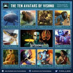 the ten avatars of vishnu from avatar comics, by artist and director