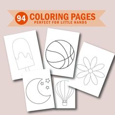 four coloring pages with different shapes and sizes for kids to color on the same page