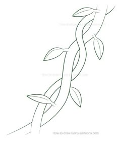 a drawing of a vine with leaves on it's end and the top part of its