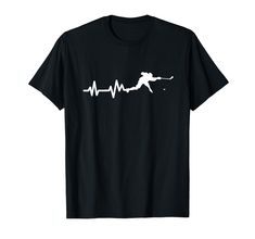 a black t - shirt with white skiing heartbeat