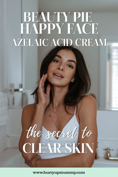 Woman with a fresh, radiant complexion applying skincare, highlighting the benefits of Beauty Pie's Happy Face azelaic acid cream for clear skin. Skin Secrets, Radiant Skin