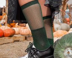 Ribbed green glitter socks. - 95% polyester 5% nylon - hand wash in cold water with mild detergent, hang to dry -One size *Socks are FINAL sale. Tulle Socks, Glitter Socks, Sock Style, Green Tulle, Green Glitter, Shoes Outlet, Fashion Socks, Shoe Store, Knee High Sock