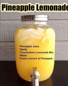 a mason jar filled with pineapple lemonade