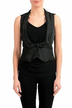 Versace Collection Women's Black Vest US S IT 40  | eBay Fitted Black Top For Formal Occasions, Womens Black Vest, Versace Collection, Black Vest, Jacket Dress, Versace, Pants, Dresses, Black