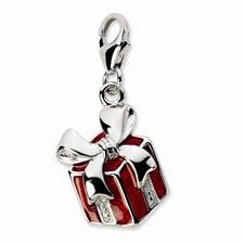 Sterling Silver Red Enameled Present Charm Red Charm, Themed Jewelry, Fine Jewelry Gift, Silver Wedding, Sterling Silver Charm, Cute Jewelry, Silver Charms, Charm Jewelry, Charm Pendant