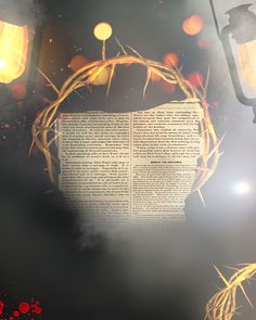 an image of a paper with the word jesus on it surrounded by candles and lights