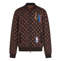 LOUIS VUITTON x NBA FW21 Men's Jacket Brown 1A8WYN Louis Vuitton Sweater, Brown Jacket Men, Nba Logo, Louis Vuitton Men, Brown Jacket, Fashion Books, Stylish Sneakers, Puma Jacket, Men's Jacket