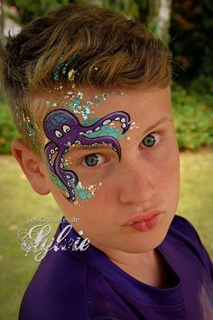 Starfish Face Paint, Paint Octopus, Shark Face Paint, Octopus Face, Under The Sea Face Painting, Sea Face Paint, Face Paint Ocean Theme, Sea Monster Face Paint, Underwater Face Painting