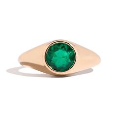 Pinky ring with bezel set round cut Emerald (approx. 0.9ct) Size 6.5 Luxury Bezel-set Open Emerald Ring, 14k Gold Signet Ring With Bezel Setting, Timeless Green Rings With Bezel Setting, Fine Jewelry Dome Ring With Solitaire, Fine Jewelry Diamond Ring With Bezel Setting, Diamond Ring With Bezel Setting, Classic Green Diamond Ring With Bezel Setting, Classic Round Birthstone Ring With Bezel Setting, Timeless Rings With Smooth Bezel