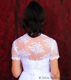 This amazing, gentle and very feminine and can become a special to your wedding dress ! It will compliment any dress, cocktail dress or evening gown. It will be perfect also for your bridesmaids.Made with beautiful lace and sequins.Available color white.This bolero measures approximately 12"-13" from the base of your neck down the center back.Bust 34"-35".Sleeve--8 inch.Care instructions: Hand wash, cold water, no bleach, rinse well and promptly remove.For best results, hand wash at a temperatur Fitted Lace Bridal Accessories For Mother Of The Bride, Lace Bridal Accessories Fitted For Mother Of The Bride, Wedding Dress Bolero Lace, White Lace Bolero, Long Sleeve Lace Shrug For Wedding, Wedding Shrug With Lace Sleeves, White Bolero Jacket, Wedding Dress Lace Jacket Bridal Bolero, Elegant Lace Wedding Shrug