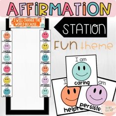 an affirmation station with smiley faces on it