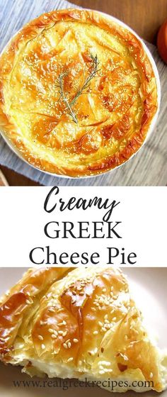 crispy and creamy greek cheese pie with sesame crust is an easy to make dessert