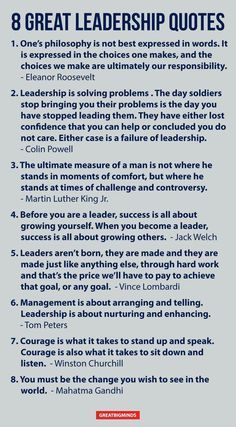 the 8 great leadership quotes for students to use on their own wallpaper or bulletin board