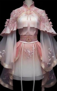 Chinese Fancy Dress, Gaun Fashion, Clothing Design Sketches, Old Fashion Dresses, Fantasy Dresses, Dress Design Sketches, Fantasy Gowns, Anime Dress, Fairytale Dress