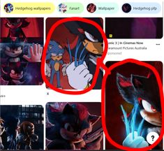 the screenshot shows an image of sonic and other animated characters in different stages of development