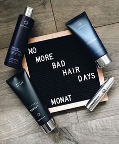 there are three different types of men's hair products on top of a sign