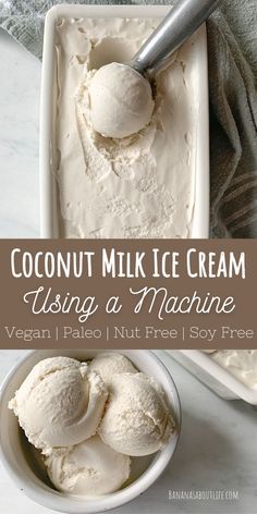 coconut milk ice cream Ice Cream With Coconut Milk, Coconut Milk Ice Cream Recipe, Ice Cream Maker Recipes, Dairy Free Ice Cream, Milk Ice Cream