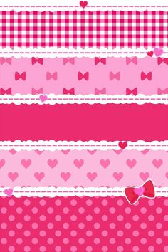 hearts and bows on pink background