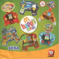 the back cover of an electronic toy book with many different toys on it, including cars and