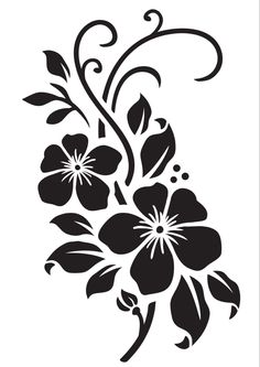 a black and white drawing of flowers