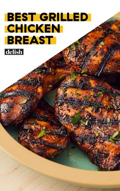 grilled chicken breast in a bowl with the words best grilled chicken breast