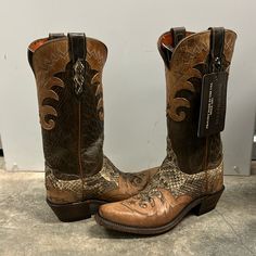 These Are Exceptionally Details And Handcrafted Boots. Lucchese 1883 Is Made In The Usa. Very Comfortable And Durable! Genuine Rattle Snake Details And Wingtip Embellishment! Great Contrast Of Browns! New Worn And New In Box! Goodyear Welted Boots For Galas With Closed Toe, Goodyear Welted Boots For Galas, Custom Leather Snip Toe Boots, Custom Leather Boots With Snip Toe, Snip Toe Boots With Reinforced Heel For Galas, Western Style Goodyear Welted Boots With Closed Toe, Custom Snip Toe Leather Boots, Traditional Leather Boots With Snip Toe, Fitted Hand Tooled Boots With Round Toe